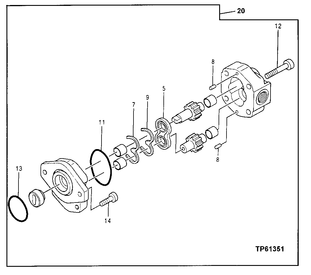 Схема запчастей John Deere 0 - 124 - Pilot Pump Components 2160 Vehicle Hydraulics