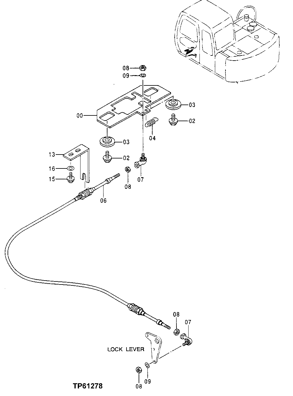 Схема запчастей John Deere 0 - 147 - PILOT SHUT-OFF LEVER TO PROPEL CONTROLLER CABLE (PROPEL LOCK) 3315 Control Linkage