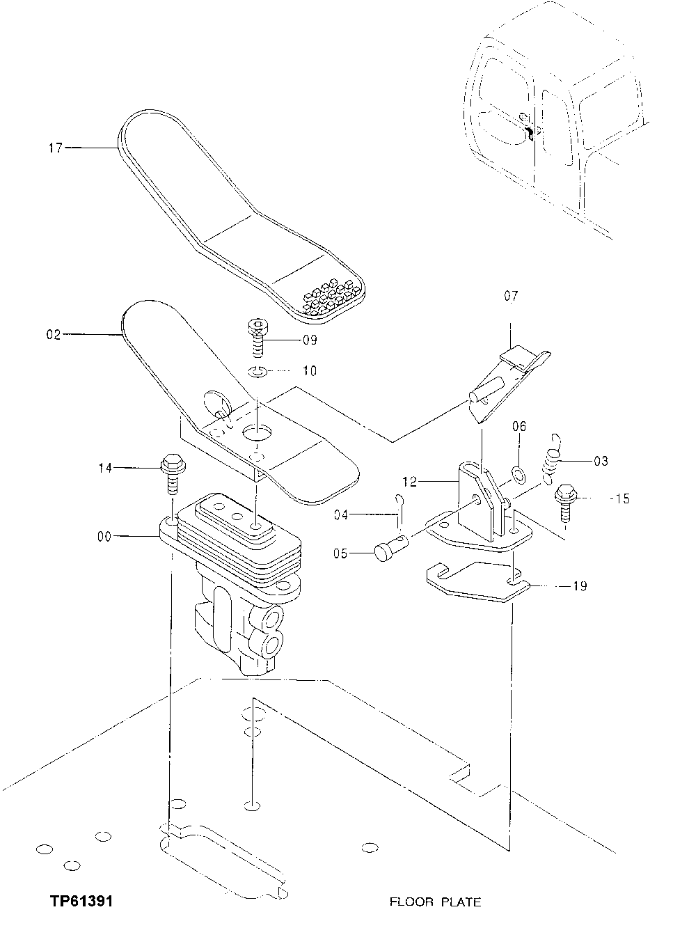 Схема запчастей John Deere 0 - 148 - OFFSET BOOM CONTROL PEDAL AND PILOT VALVE 3315 Control Linkage