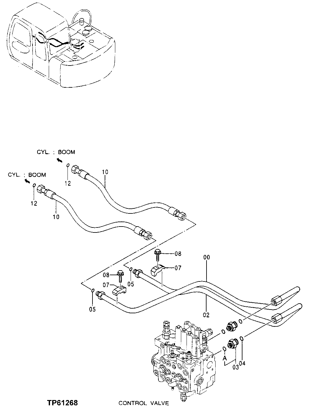 Схема запчастей John Deere 0 - 160 - Hydraulic Lines (Control Valve To Boom Cylinder Lines) 3360 Hydraulic System