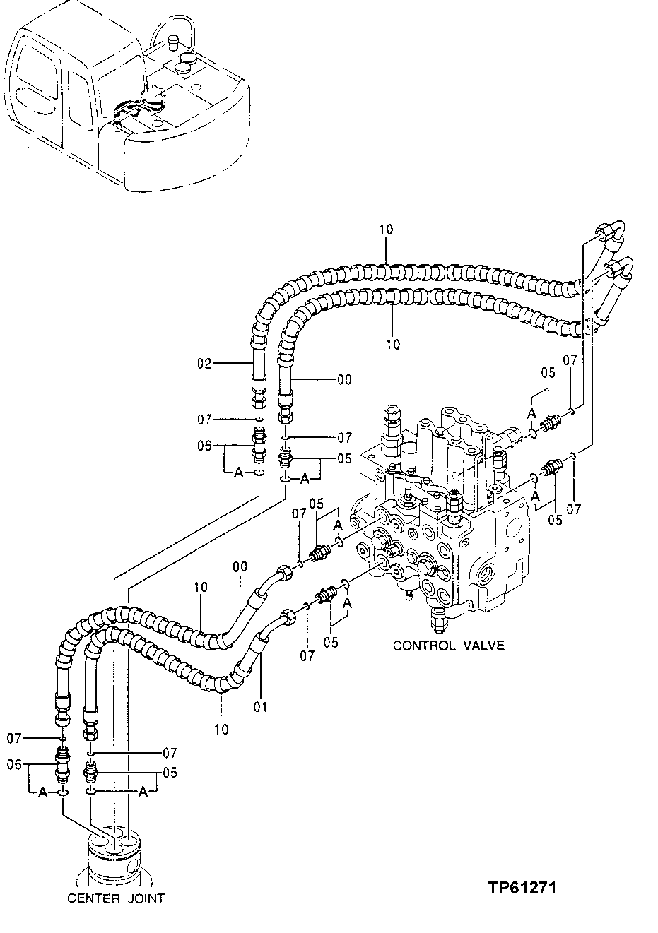 Схема запчастей John Deere 0 - 163 - Control Valve To Rotary Manifold Hoses 3360 Hydraulic System