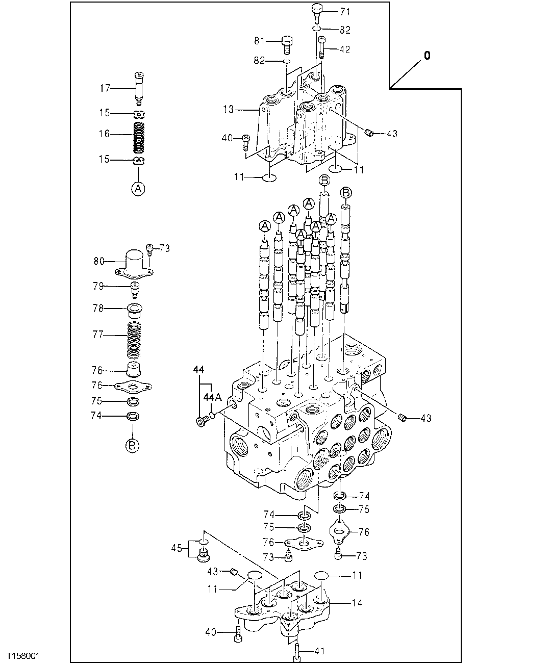 Схема запчастей John Deere 0 - 168 - CONTROL VALVE COMPONENTS (TOP AND BOTTOM COVERS, SPOOLS) 3360 Hydraulic System