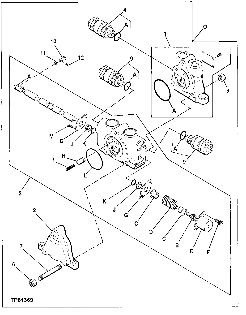 Схема запчастей John Deere 0 - 171 - CONTROL VALVE COMPONENTS (SPOOL VALVE, RELIEF VALVE) 3360 Hydraulic System