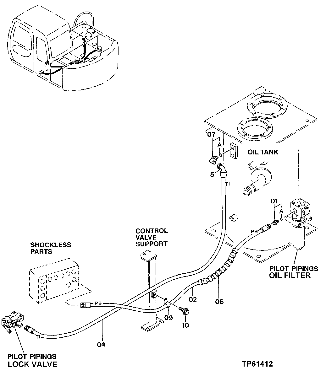 Схема запчастей John Deere 0 - 174 - PILOT HOSES (RESERVOIR TO FLOW REGULATOR, SHUT-OFF VALVE TO FILTER) 3360 Hydraulic System