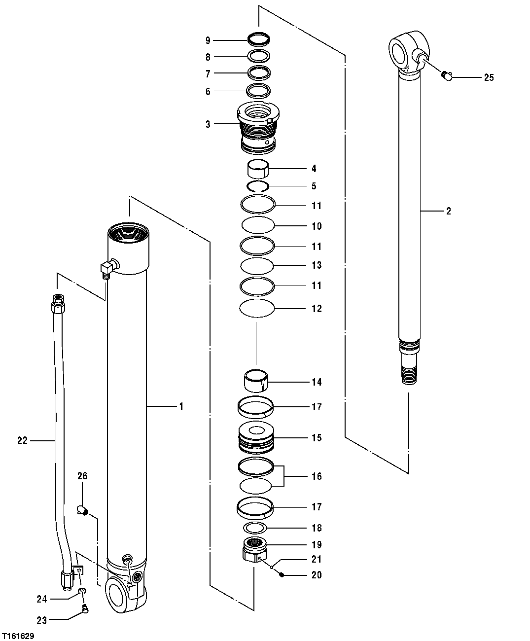 Схема запчастей John Deere 0 - 194 - BOOM OFFSET CYLINDER COMPONENTS AND OIL LINES 3360 Hydraulic System