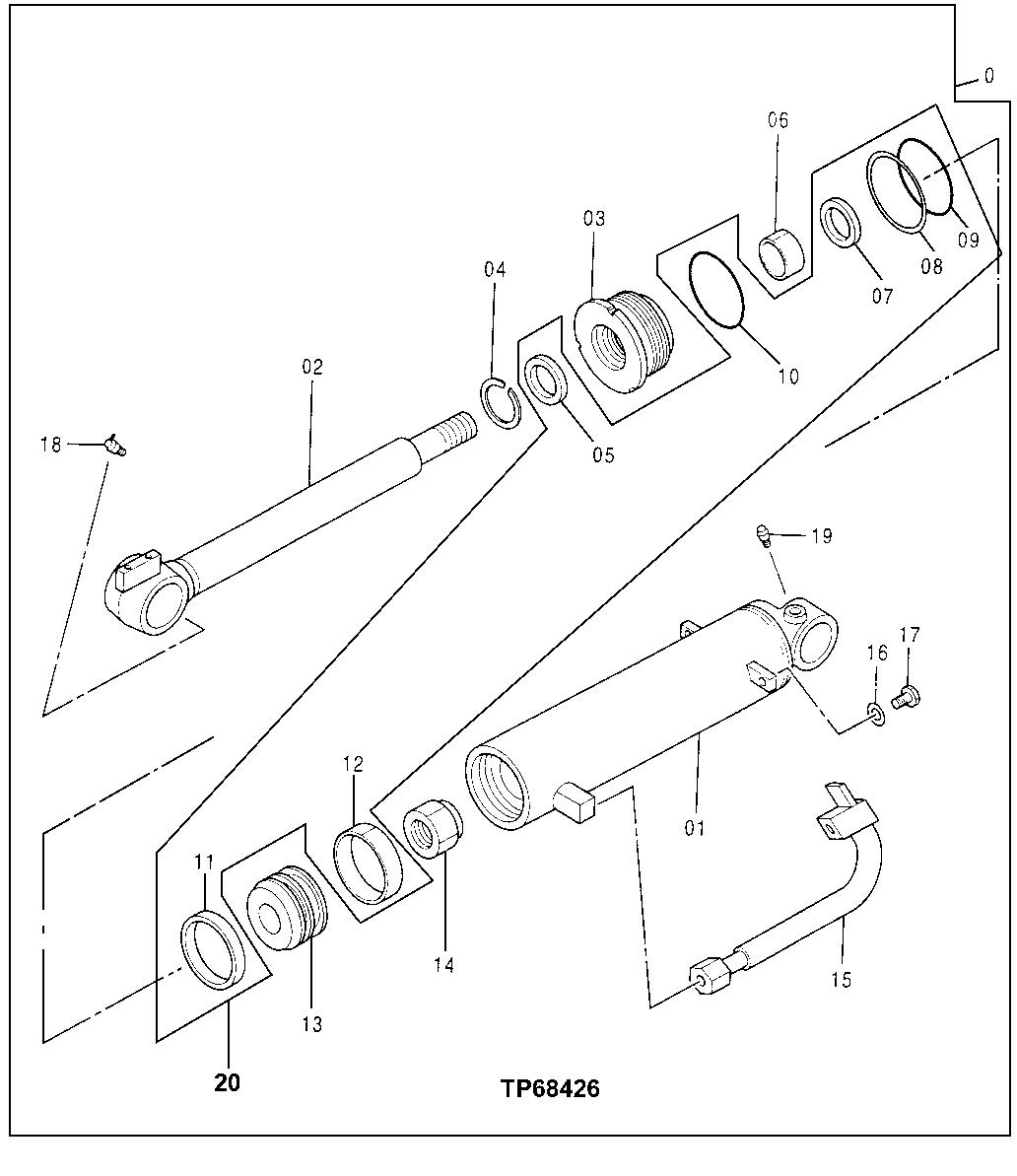 Схема запчастей John Deere 0 - 196 - BLADE CYLINDER COMPONENTS AND OIL LINES 3360 Hydraulic System