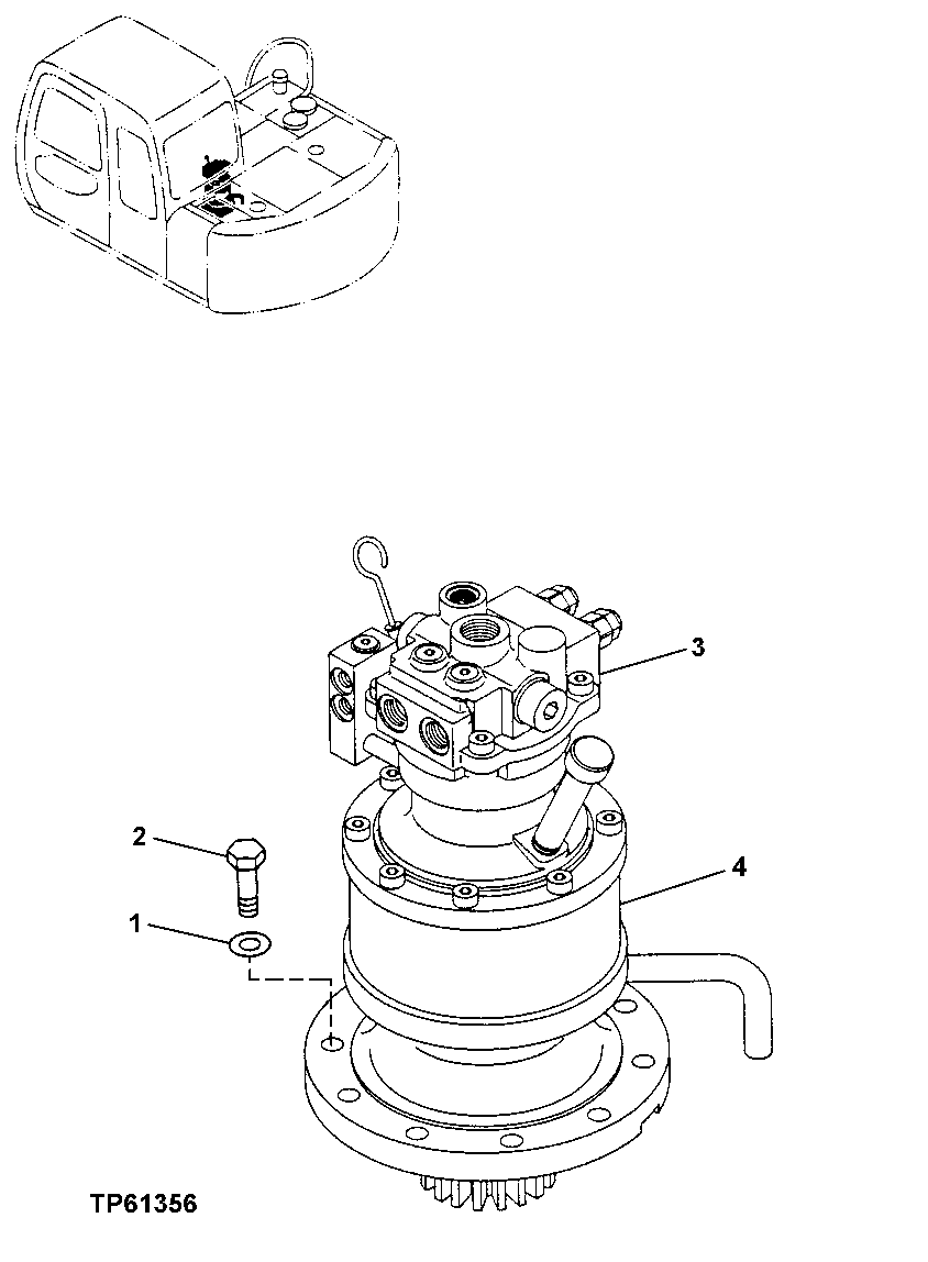 Схема запчастей John Deere 0 - 206 - Swing Motor and Gearbox Mounting 4360 Hydraulics