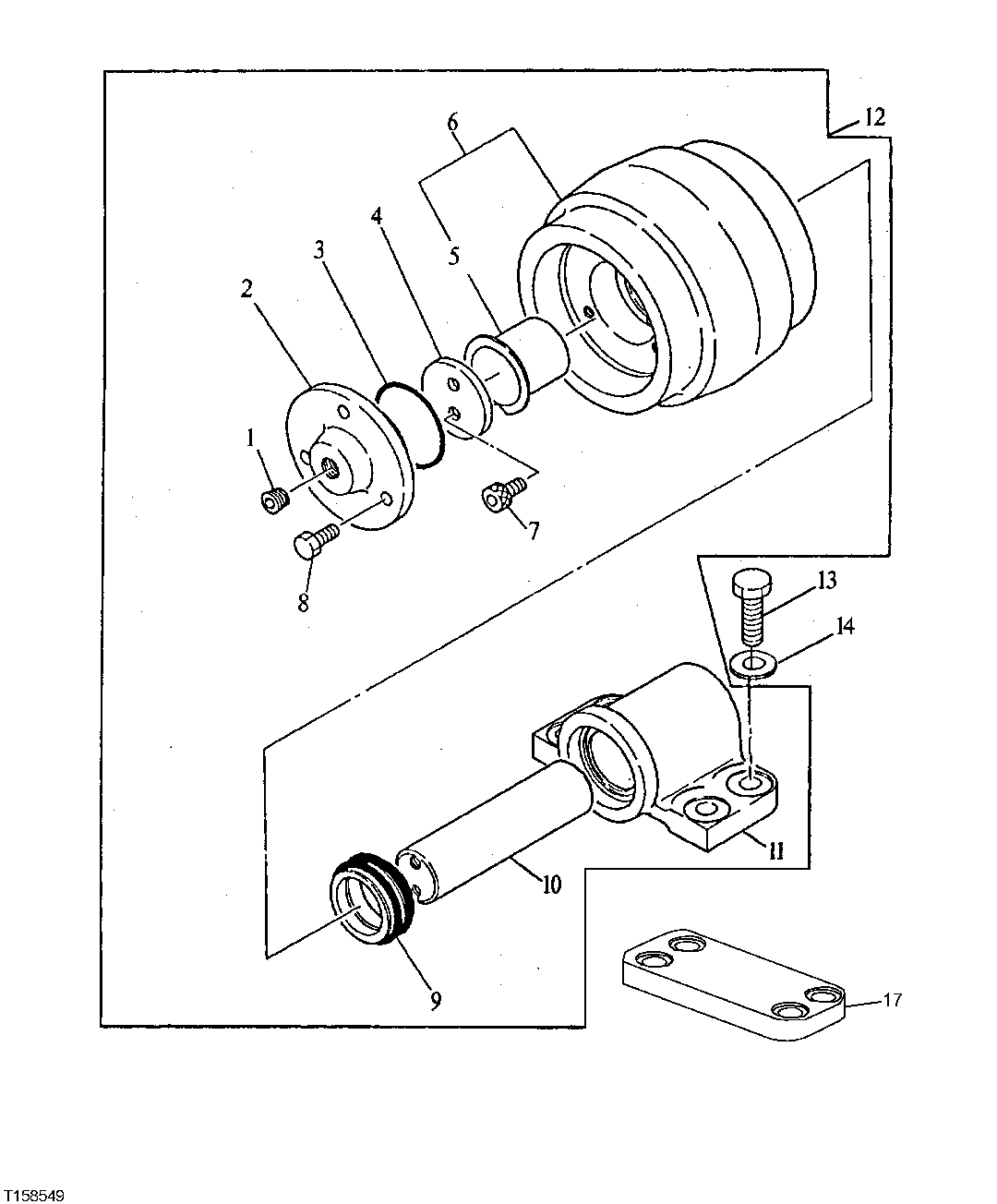 Схема запчастей John Deere 30LCR - 6 - UPPER ROLLER 0130 Track Systems