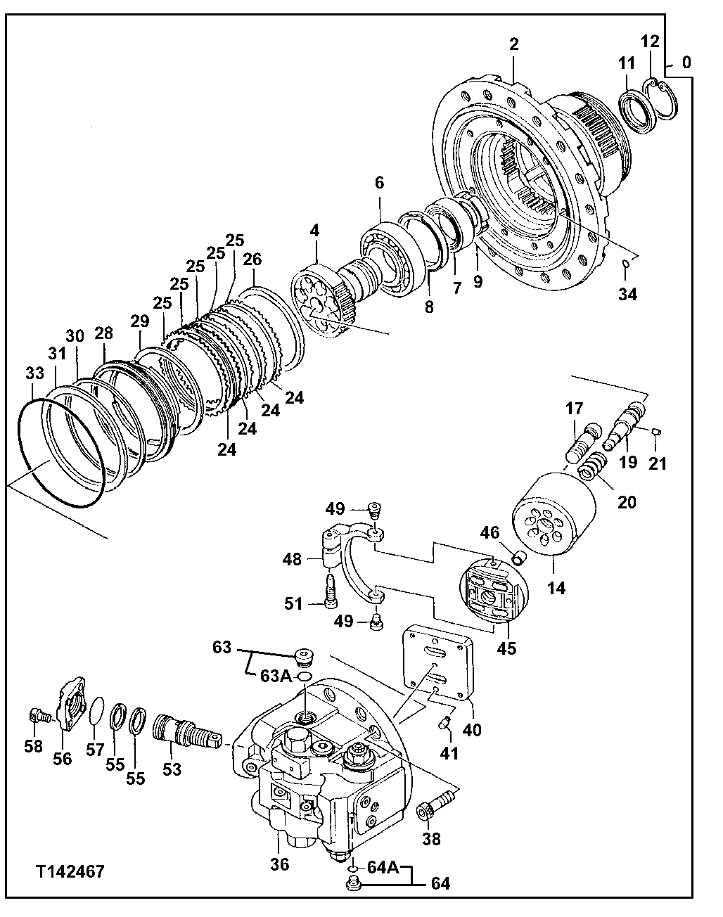 Схема запчастей John Deere 30LCR - 12 - TRAVEL MOTOR 0260 Axles, Diff. & Susp. Sys. Hyd. (Incl. Fwd)