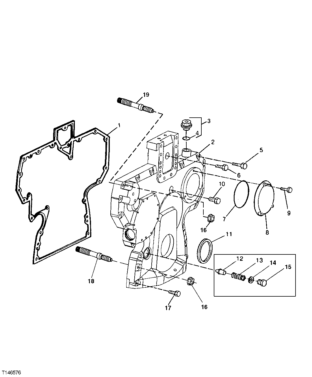 Схема запчастей John Deere 30LCR - 22 - TIMING GEAR COVER 0402A CAMSHAFT AND VALVE ACTUATING MEANS 4045TT050 4045TT050