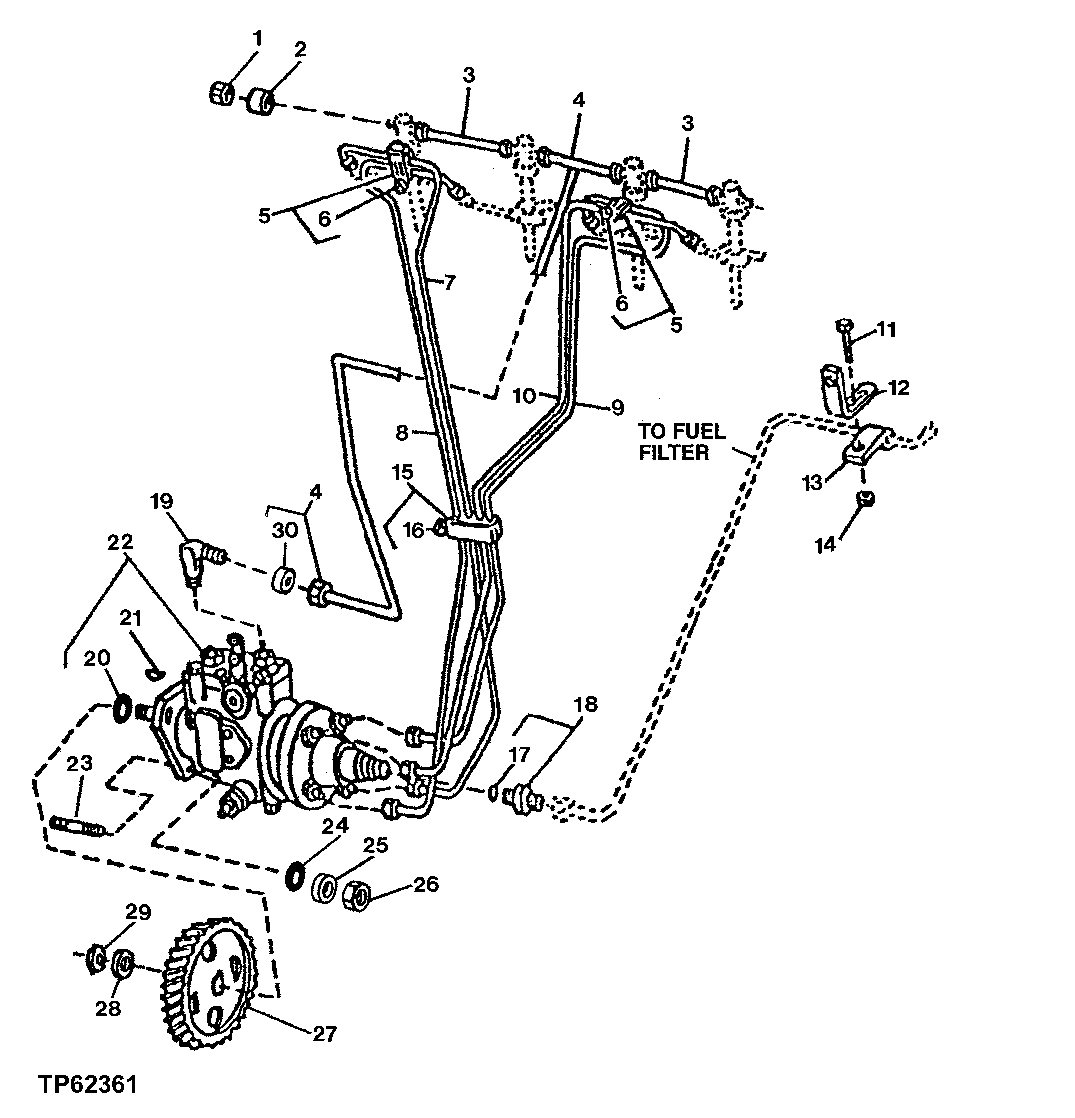 Схема запчастей John Deere 30LCR - 39 - FUEL INJECTION SYSTEM AND FUEL INJECTION PUMP 0413A FUEL INJECTION SYSTEM 4045TT050 4045TT050