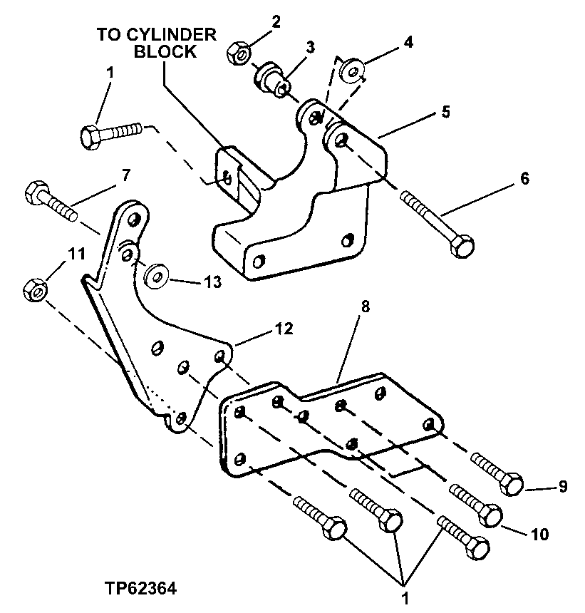 Схема запчастей John Deere 30LCR - 54 - ALTERNATOR MOUNTING BRACKETS 0423A ALTERNATOR AND GENERATOR MOUNTING 4045TT050 4045TT050