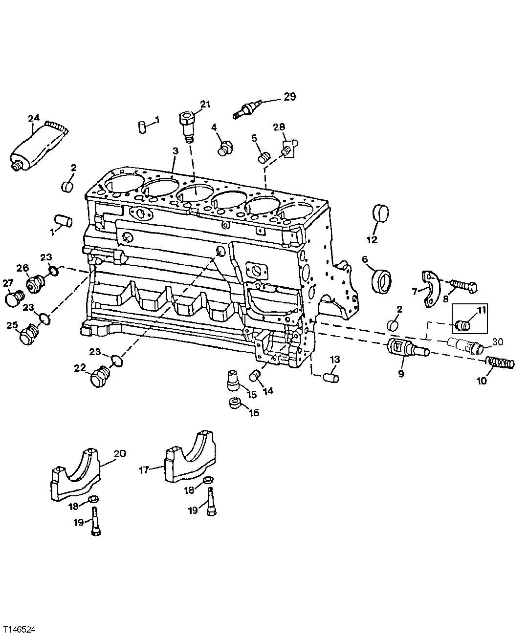 Схема запчастей John Deere 30LCR - 72 - Cylinder Block / Main Bearing Cap (046291 - ) 0404A Cylinder Block TO6068HT051 TO6068HT051