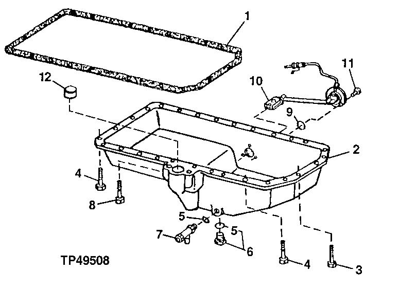 Схема запчастей John Deere 30LCR - 124 - Engine Oil Pan and Gasket ( - 829272) 0407B Engine Oiling System PE6068HT051 PE6068HT051