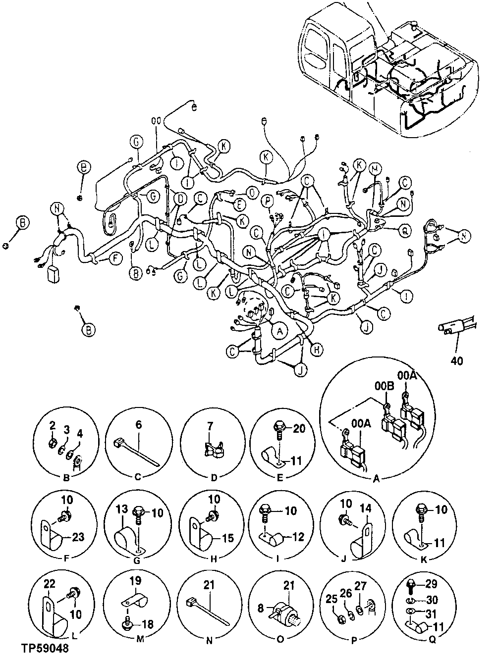 Схема запчастей John Deere 30LCR - 193 - ELECTRIC PARTS 1674 WIRING HARNESS AND SWITCHES