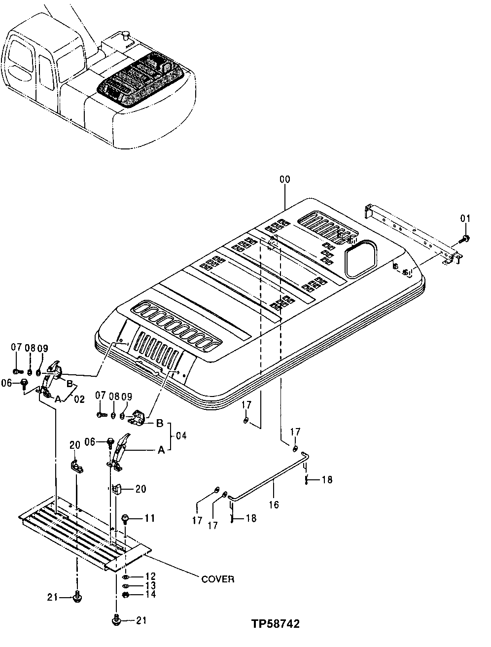 Схема запчастей John Deere 30LCR - 269 - ENGINE COVER 1910 Hood Or Engine Enclosure