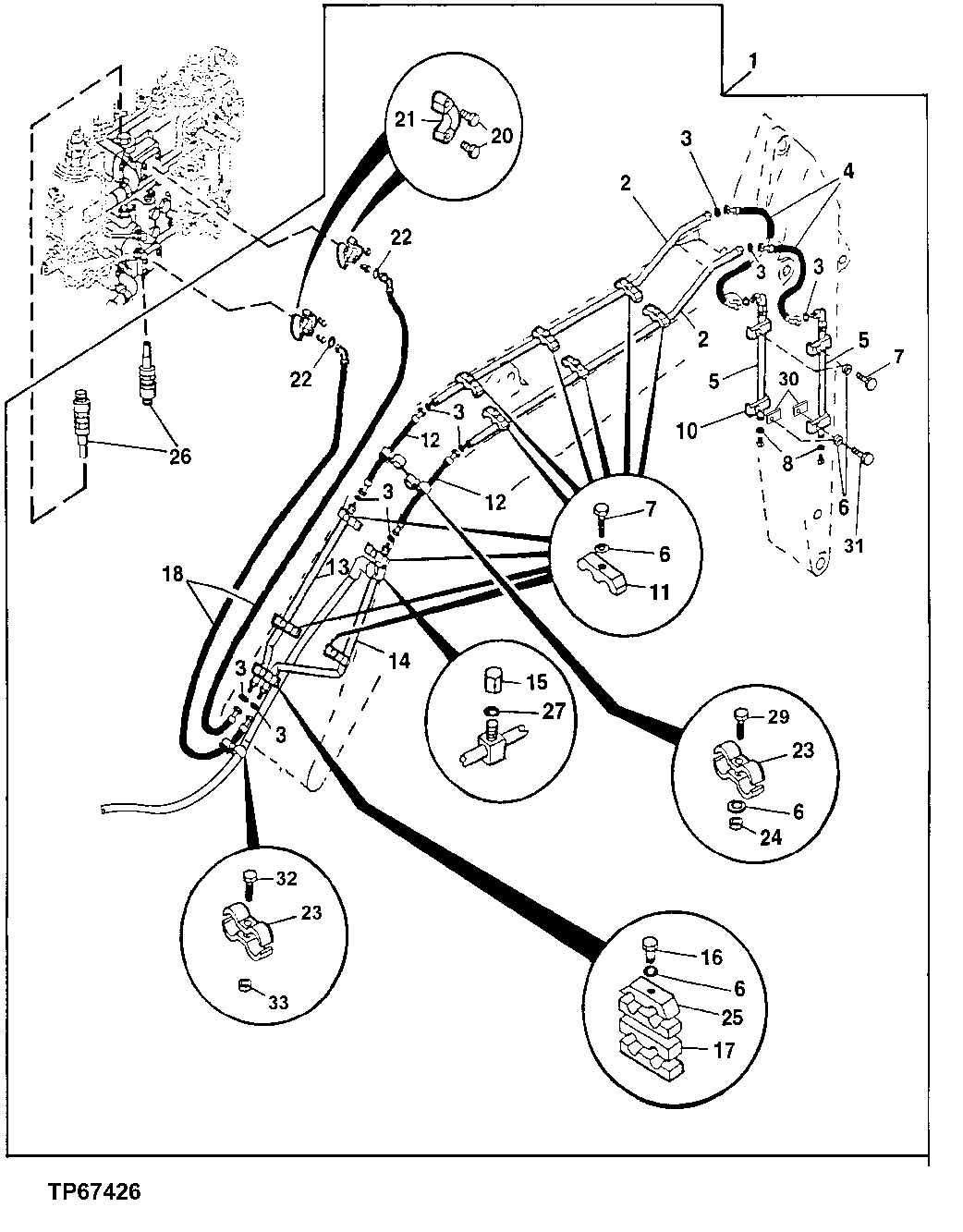 Схема запчастей John Deere 30LCR - 375 - AUXILIARY HYDRAULIC PLUMBING 3360 Hydraulic System