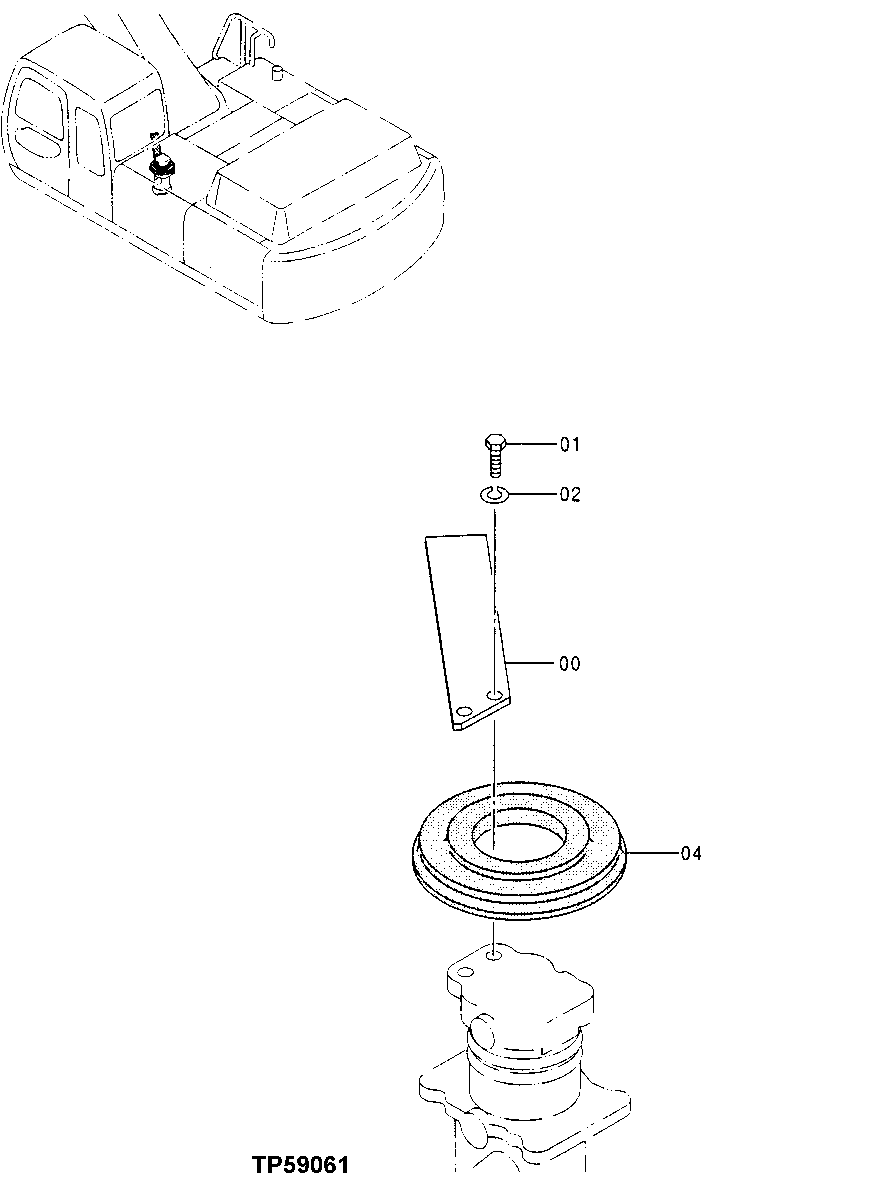 Схема запчастей John Deere 30LCR - 10 - CENTER JOINT COVER AND STOP 0260 Axles, Diff. & Susp. Sys. Hyd. (Incl. Fwd)