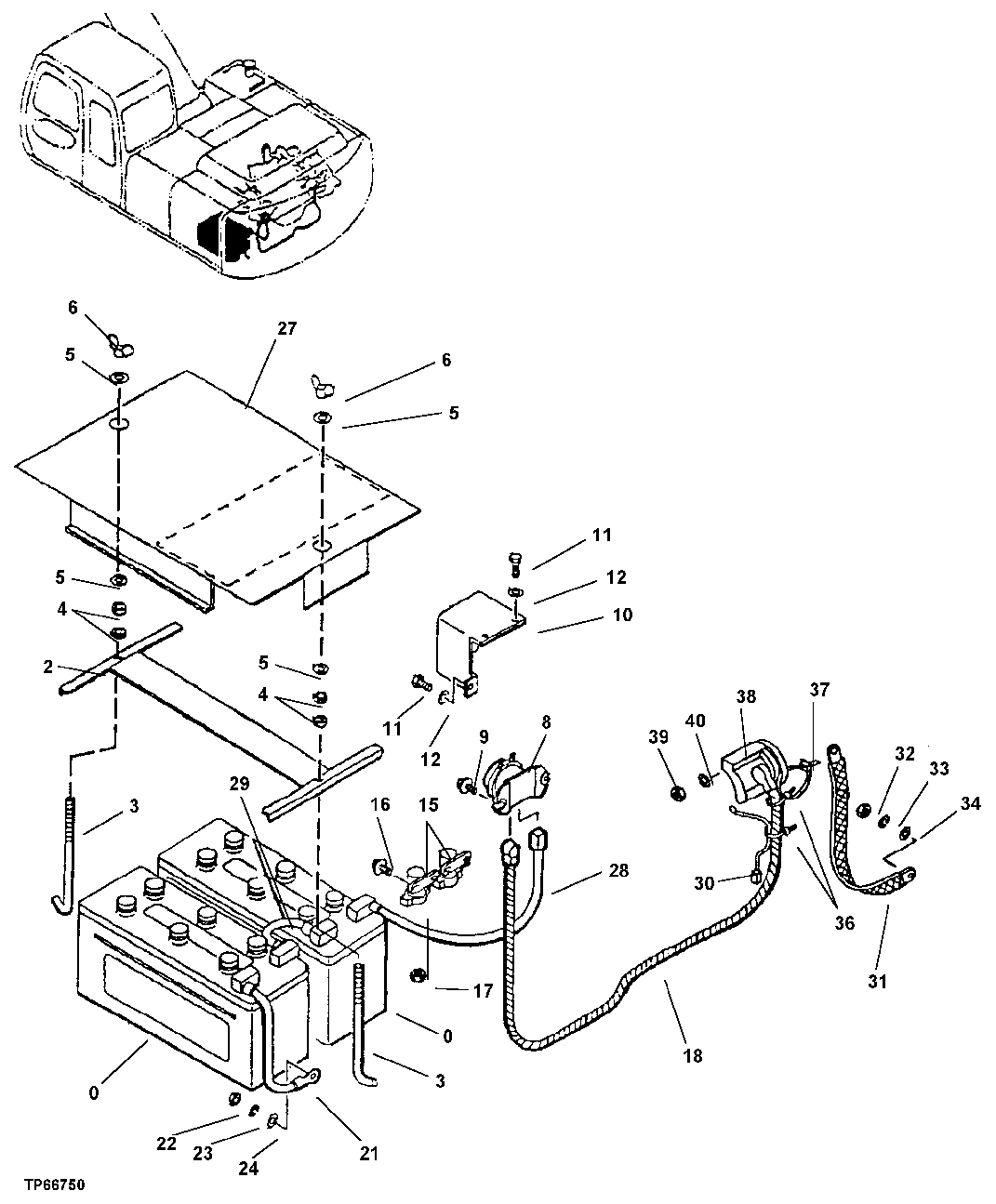 Схема запчастей John Deere 30LCR - 106 - ELECTRIC PARTS 1674 Wiring Harness & Switches