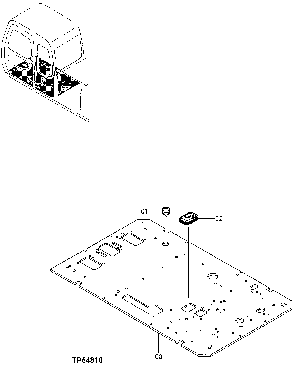 Схема запчастей John Deere 30LCR - 140 - FLOOR PLATE 1810 Operator Enclosure