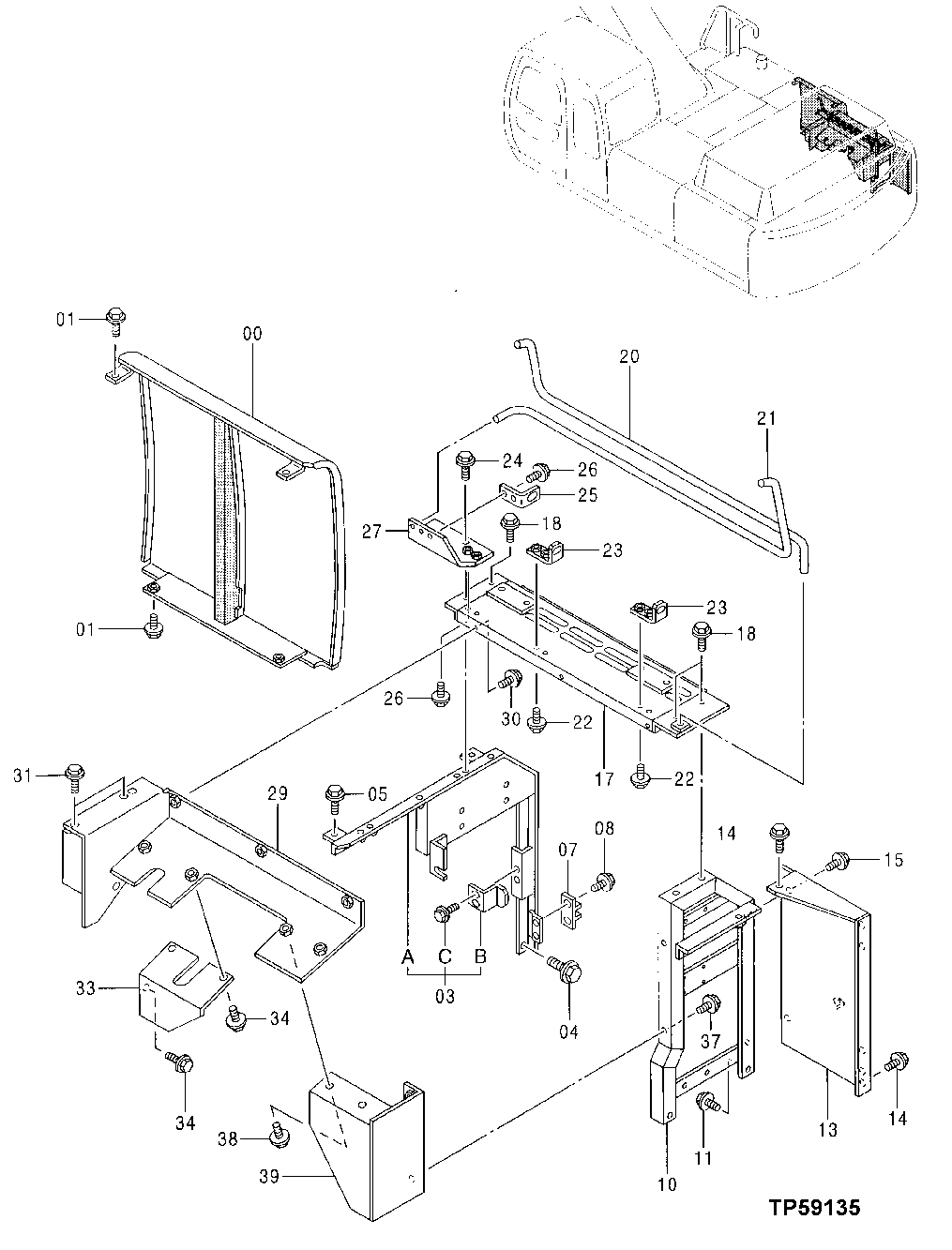 Схема запчастей John Deere 30LCR - 176 - COVER 1910 Hood Or Engine Enclosure