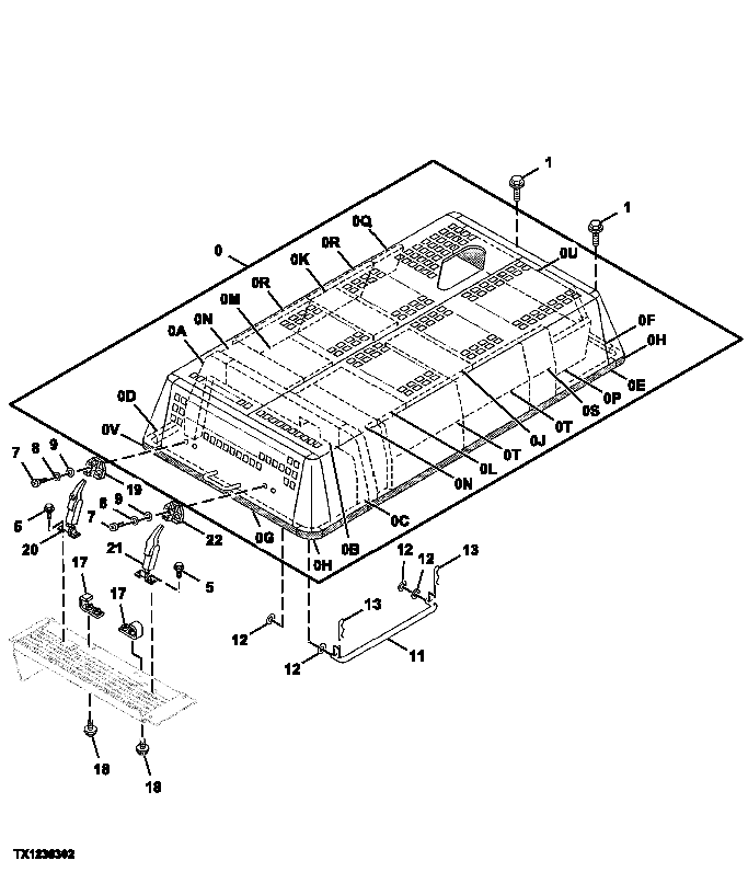 Схема запчастей John Deere 30LCR - 181 - ENGINE COVER 1910 Hood Or Engine Enclosure