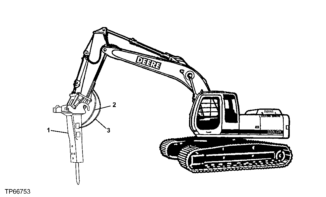 Схема запчастей John Deere 30LCR - 211 - HYDRAULIC IMPACT BREAKER 3302 Bucket With Teeth