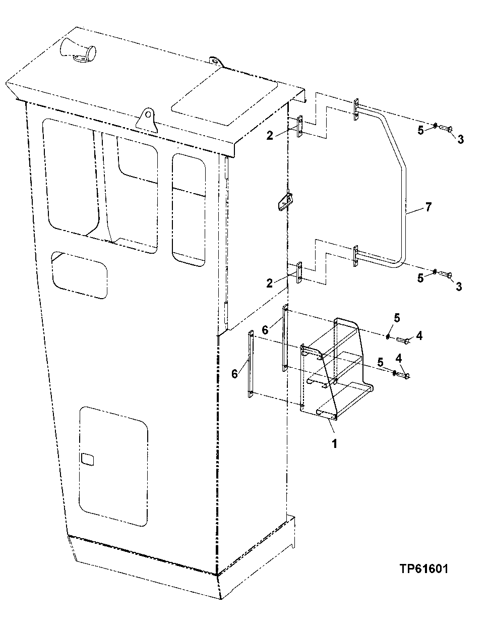 Схема запчастей John Deere 200LC, 330LC, 370 - 56 - 72 INCH REAR ENTRY CAB STEP 1810 Operator Enclosure