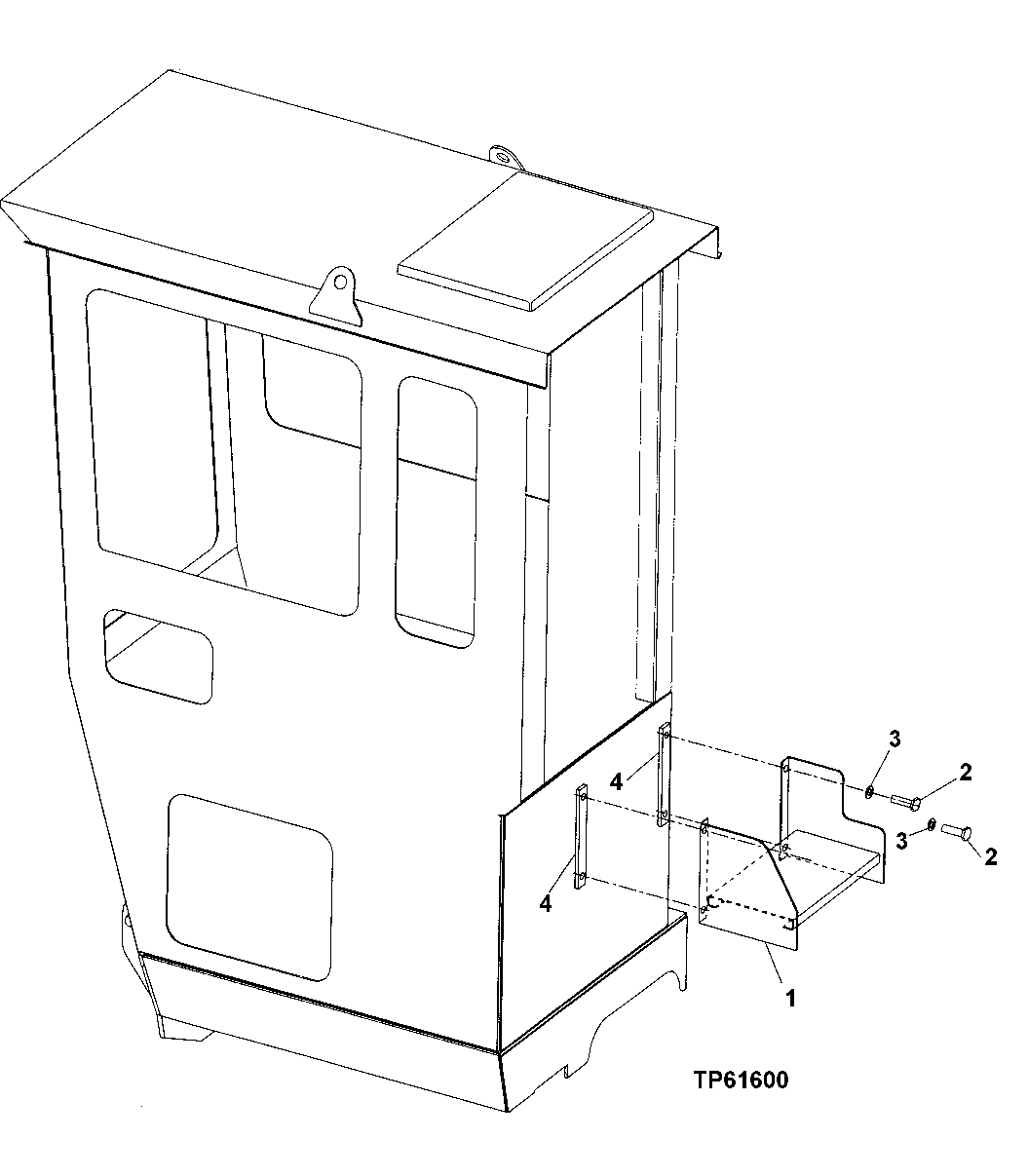 Схема запчастей John Deere 200LC, 330LC, 370 - 61 - 48 INCH REAR ENTRY CAB STEP 1810 Operator Enclosure