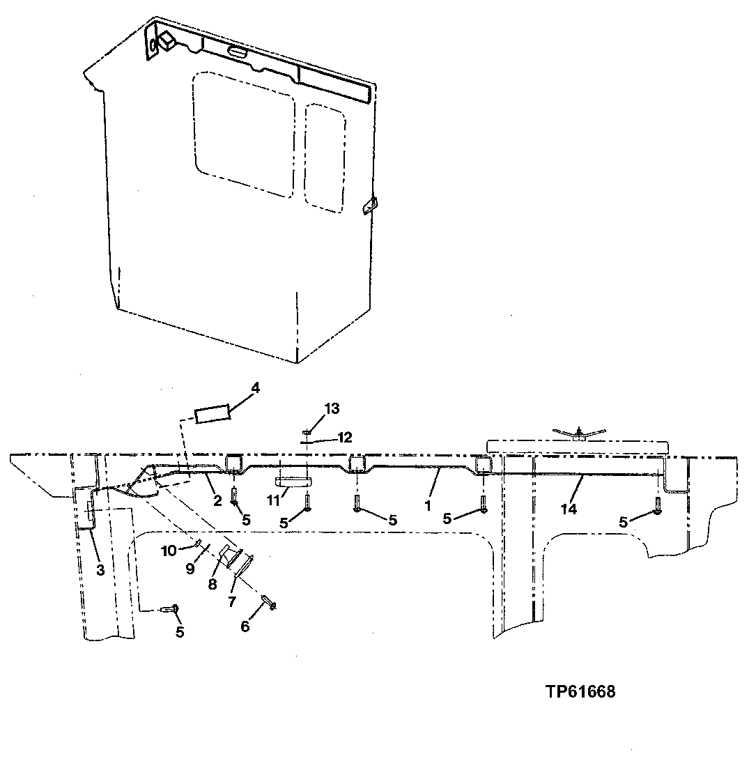 Схема запчастей John Deere 200LC, 330LC, 370 - 64 - REAR ENTRY CAB INSIDE RIGHT PANEL 1810 Operator Enclosure