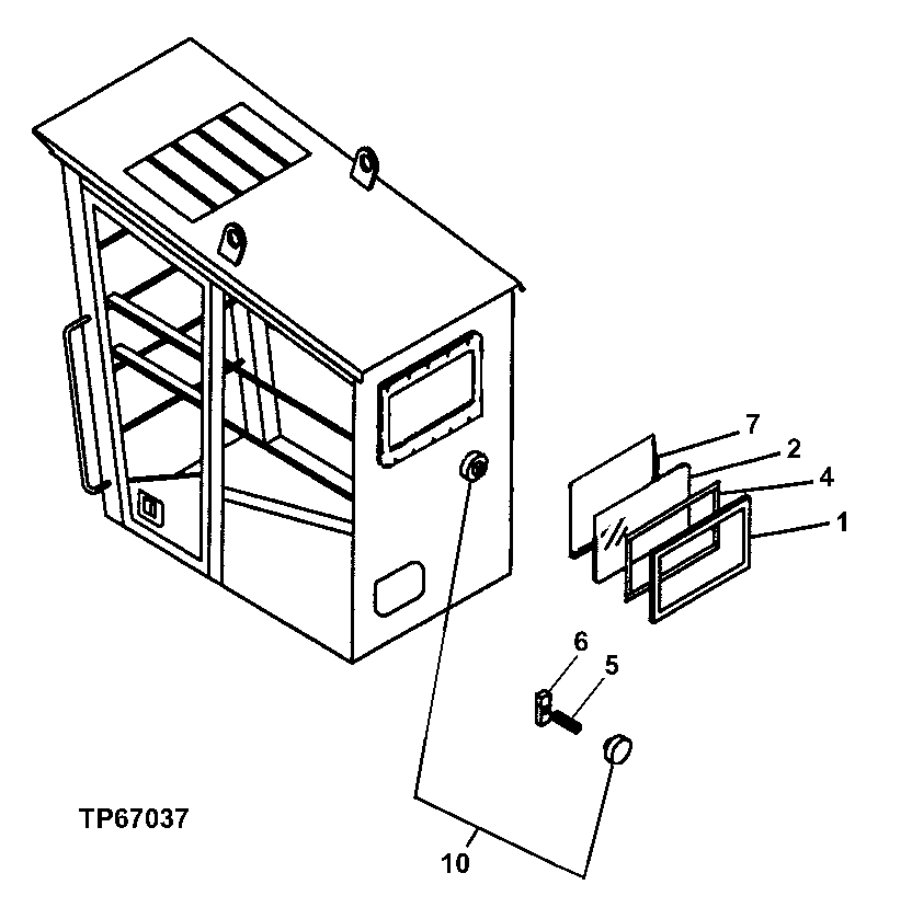 Схема запчастей John Deere 200LC, 330LC, 370 - 70 - FORESTRY REAR WINDOW 1810 Operator Enclosure