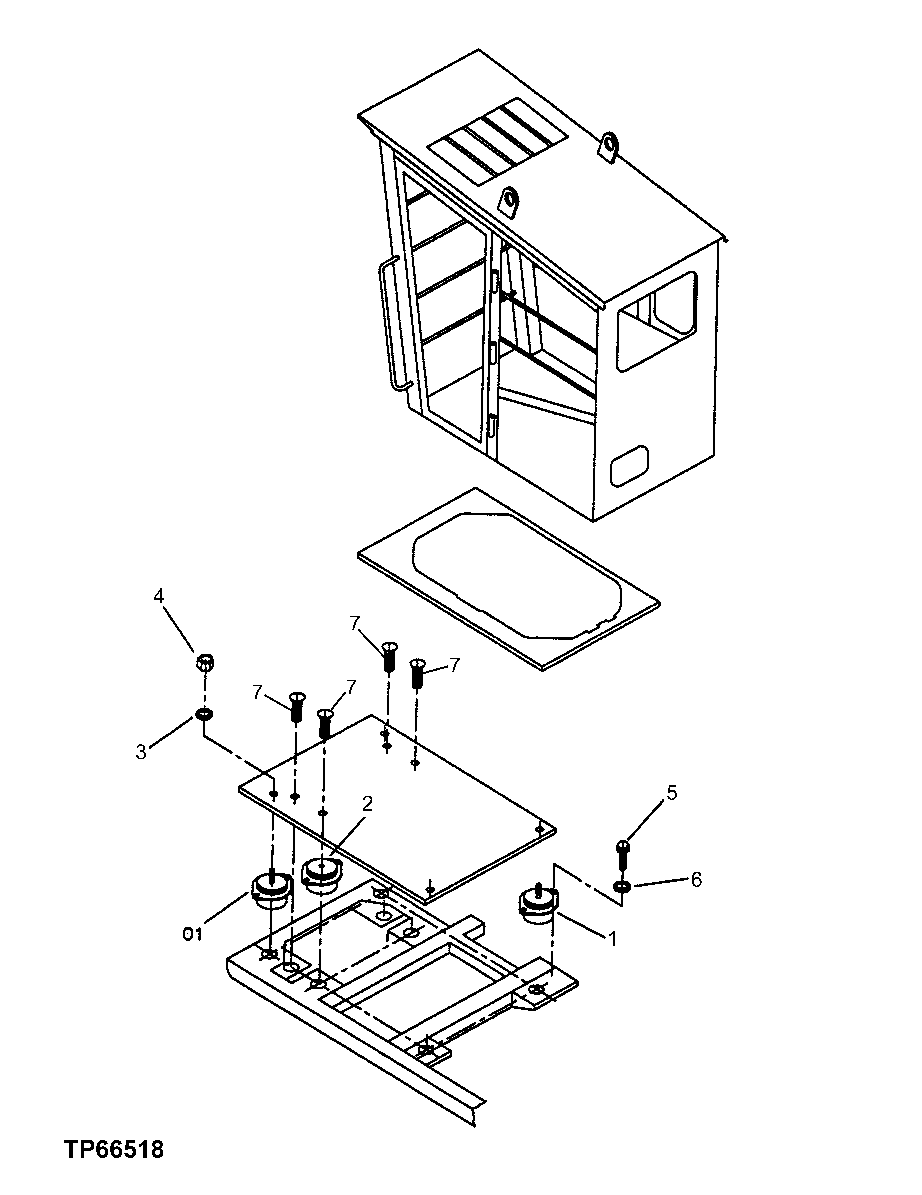 Схема запчастей John Deere 200LC, 330LC, 370 - 77 - FORESTRY CAB MOUNT 1810 Operator Enclosure