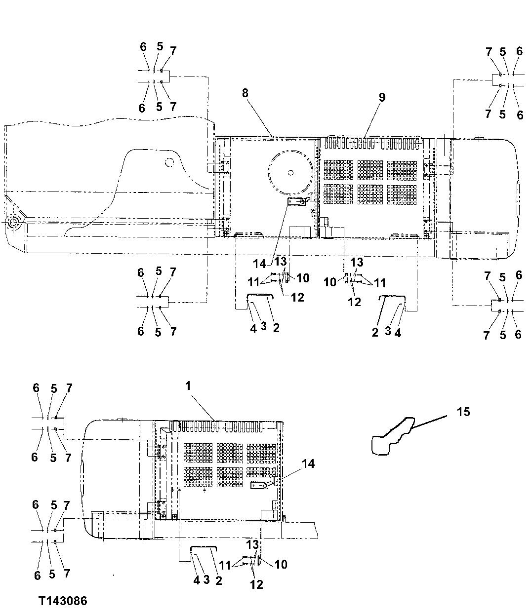 Схема запчастей John Deere 200LC, 330LC, 370 - 95 - SIDE GUARDING 1910 Hood Or Engine Enclosure