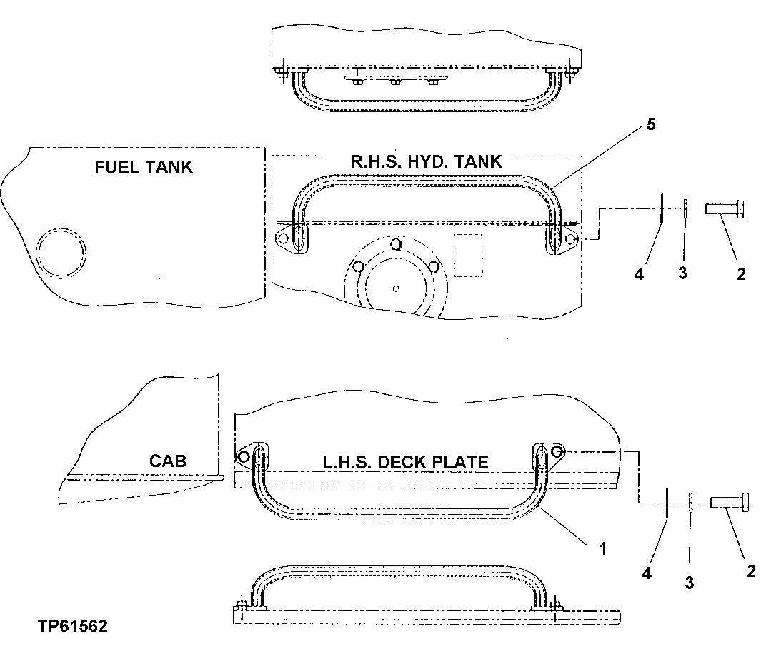 Схема запчастей John Deere 200LC, 330LC, 370 - 99 - GRAB HANDLE 1910 Hood Or Engine Enclosure