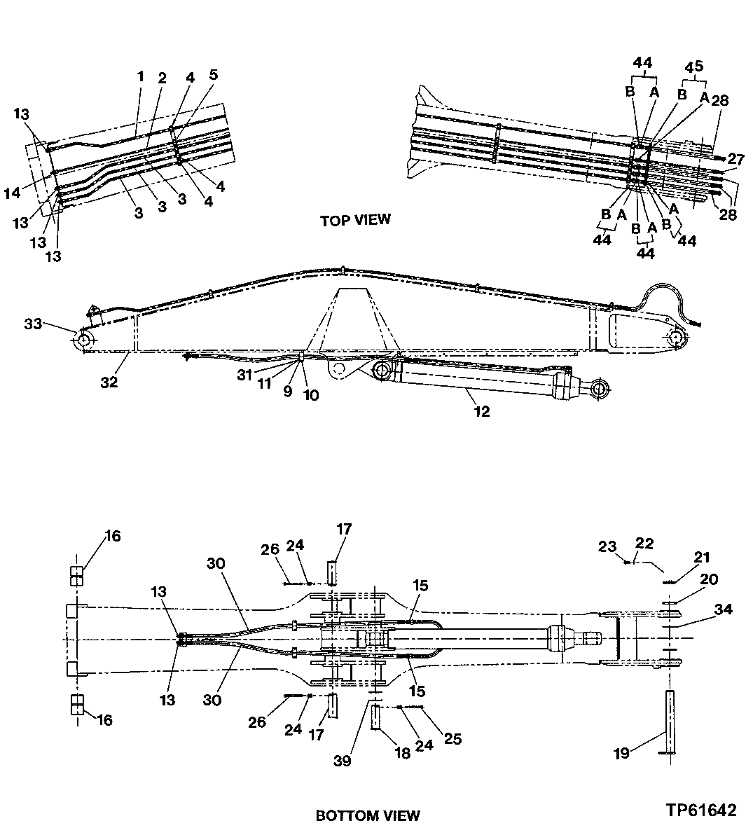 Схема запчастей John Deere 200LC, 330LC, 370 - 123 - BUTT-N-TOP BOOM AND PIPING 3344 Boom