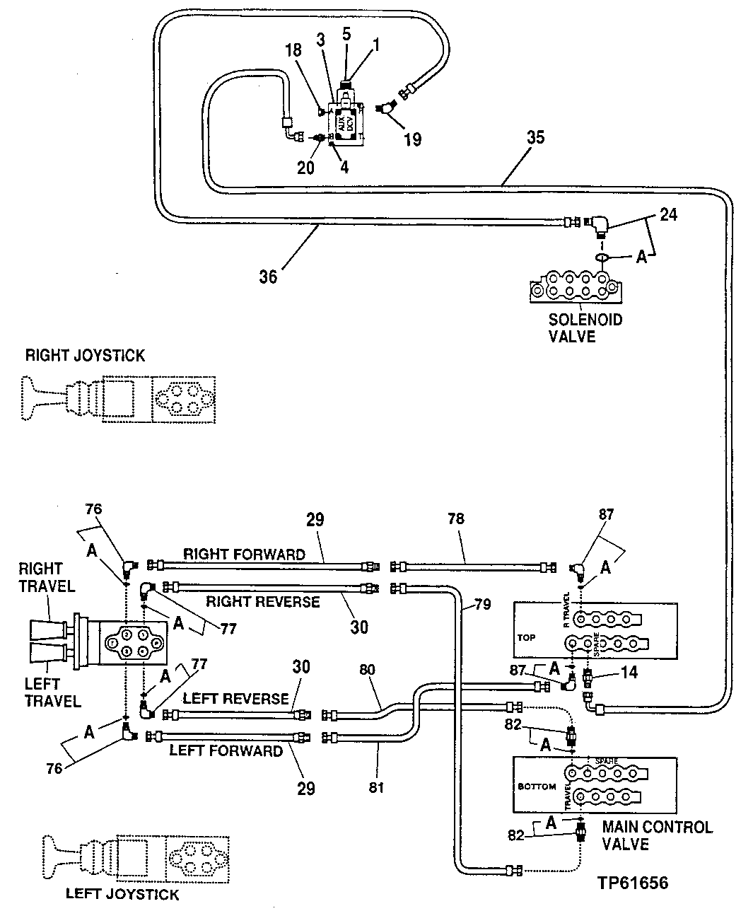 Схема запчастей John Deere 200LC, 330LC, 370 - 137 - Pilot Piping (72 Inch Rear Entry Cab - Butt-N-Top) 3360 HYDRAULIC SYSTEM