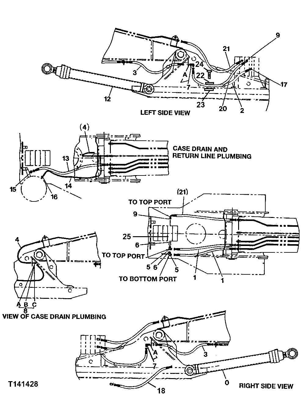 Схема запчастей John Deere 200LC, 330LC, 370 - 141 - Boom Cylinder Pipings (Butt-N-Top) 3360 HYDRAULIC SYSTEM