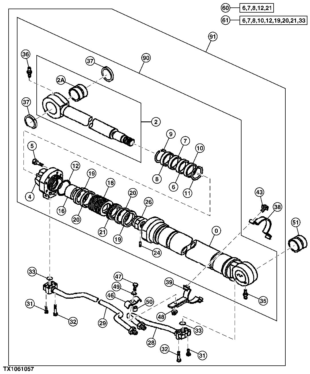 Схема запчастей John Deere 200LC, 330LC, 370 - 147 - LOG LOADER RIGHT BOOM CYLINDER(200LC)(SN 051019-XXXXXX) 3360 HYDRAULIC SYSTEM