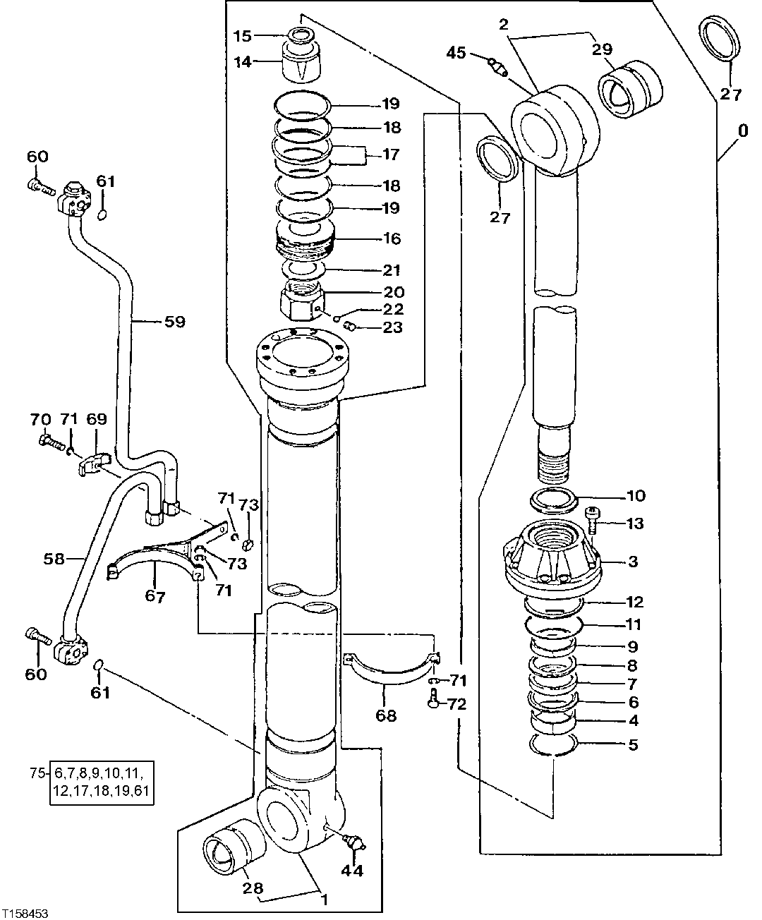 Схема запчастей John Deere 200LC, 330LC, 370 - 149 - Log Loader Left Boom Cylinder (330LC) (SERIAL NO. -XXXXXX) 3360 HYDRAULIC SYSTEM