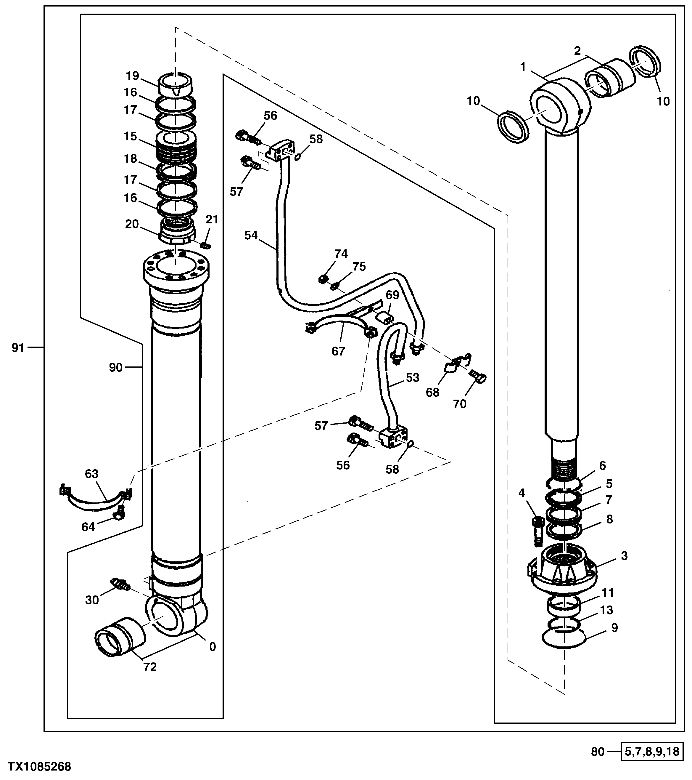 Схема запчастей John Deere 200LC, 330LC, 370 - 150 - LOG LOADER LEFT BOOM CYLINDER (330LC) (SERIAL NO. XXXXXX- ) 3360 HYDRAULIC SYSTEM