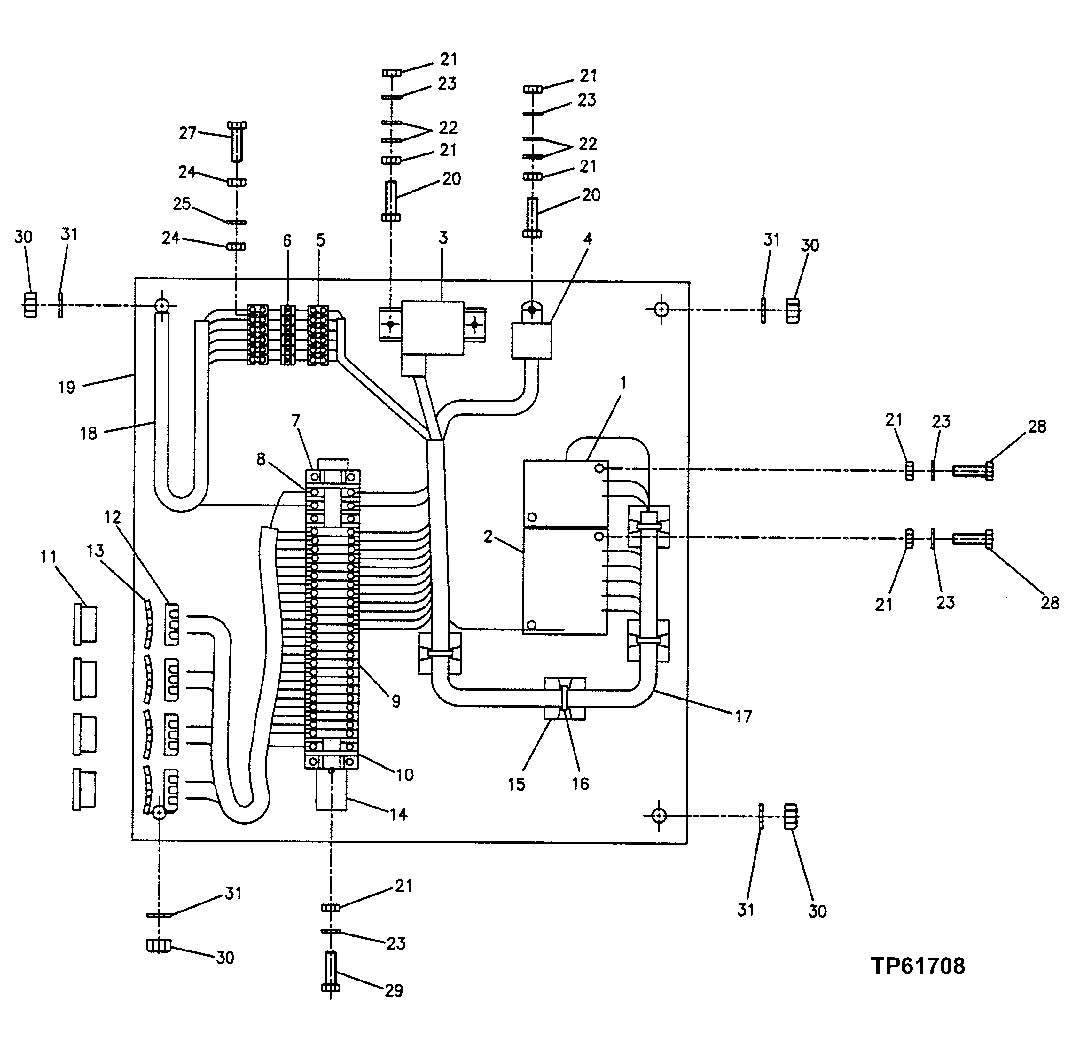 Схема запчастей John Deere 200LC, 330LC, 370 - 42 - Side Entry Cab Junction Box (Units With Heeler) 1674 Wiring Harness And Switches