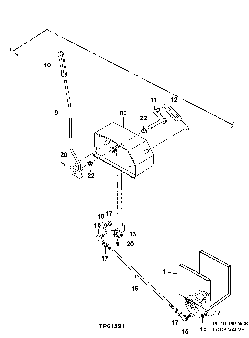 Схема запчастей John Deere 200LC, 330LC, 370 - 111 - REAR ENTRY CAB LOCK LEVER 3315 Control Linkage