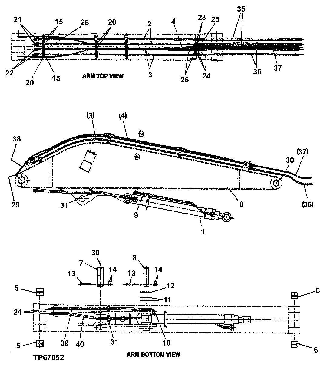 Схема запчастей John Deere 200LC, 330LC, 370 - 116 - HEELER ARM PIPINGS 3340 BACKHOE AND EXCAVATOR FRAMES