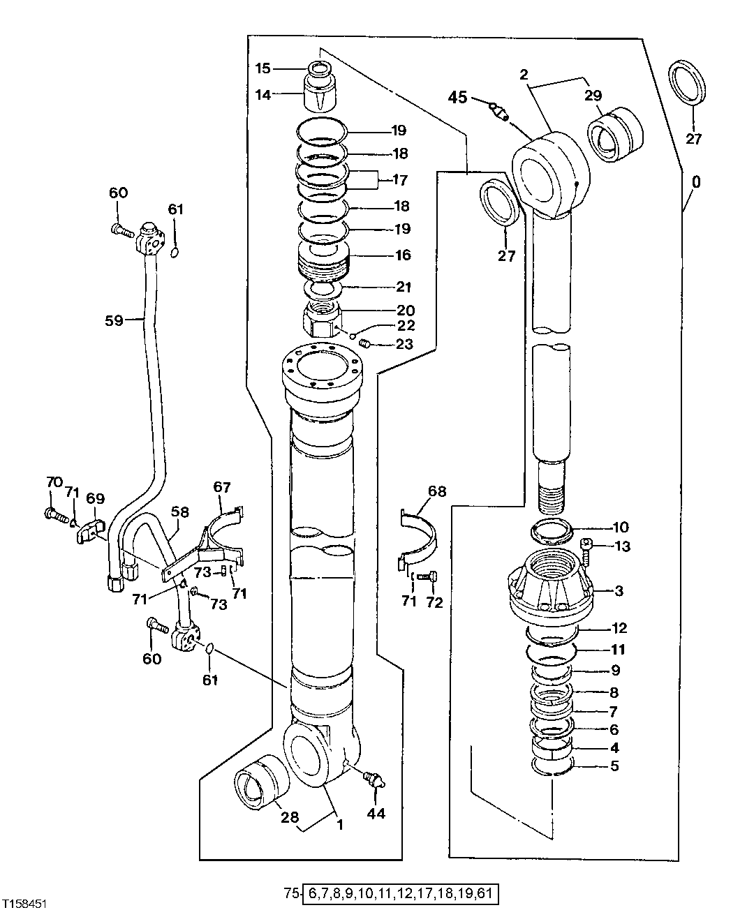 Схема запчастей John Deere 200LC, 330LC, 370 - 144 - LOG LOADER RIGHT BOOM CYLINDER (370) (SERIAL NO. -XXXXXX) 3360 HYDRAULIC SYSTEM