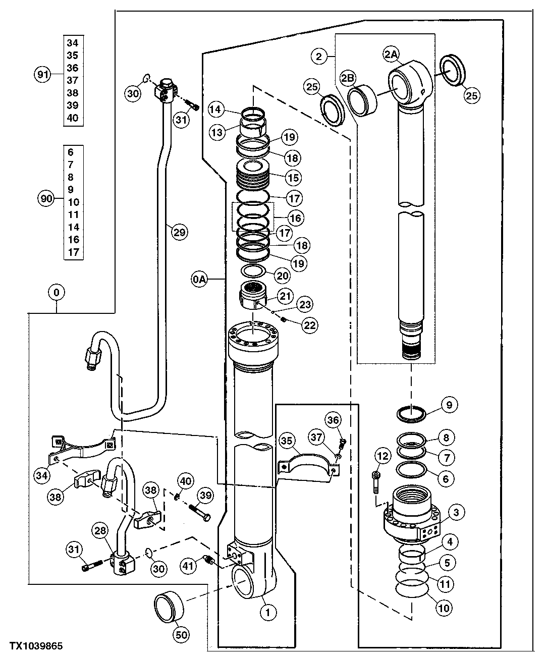 Схема запчастей John Deere 200LC, 330LC, 370 - 148 - RIGHT BOOM CYLINDER (LOG LOADER CONFIGURATION)(SN 200417- ) 3360 HYDRAULIC SYSTEM