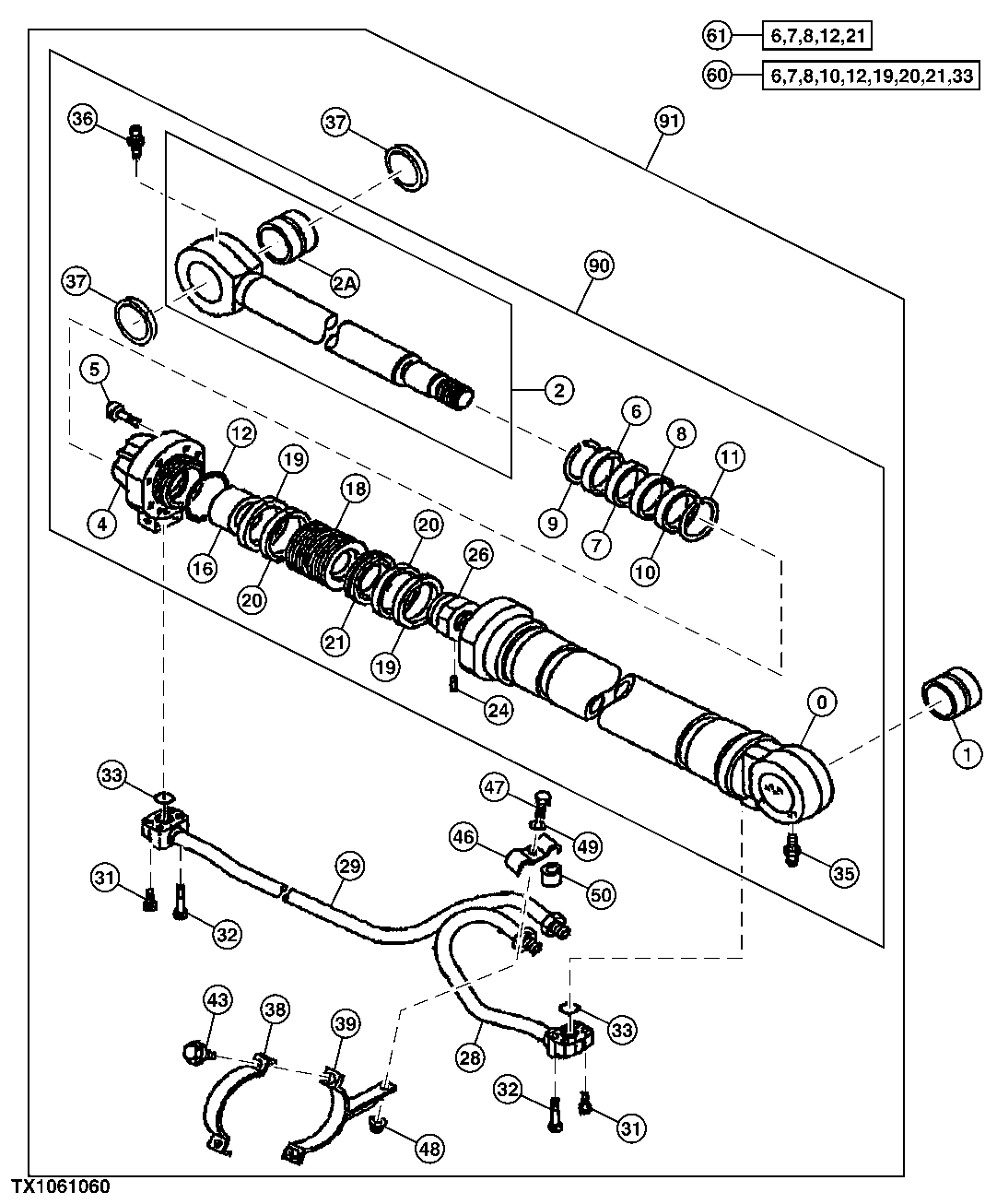 Схема запчастей John Deere 200LC, 330LC, 370 - 153 - LOG LOADER LEFT BOOM CYLINDER (200LC) 3360 HYDRAULIC SYSTEM