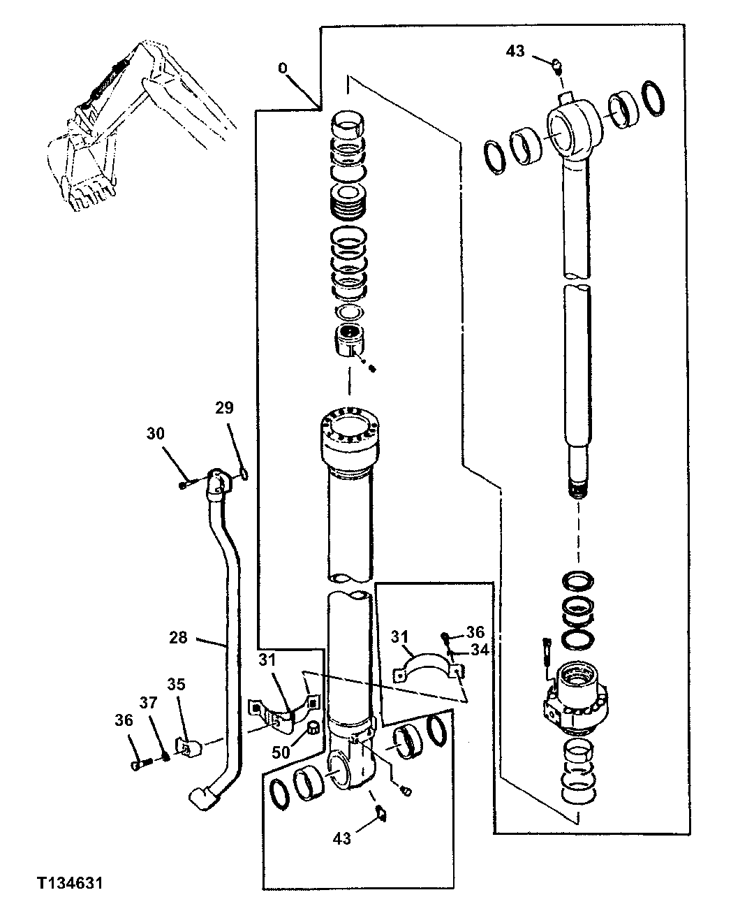 Схема запчастей John Deere 200LC, 330LC, 370 - 162 - LOG LOADER TILT CYLINDER 3360 HYDRAULIC SYSTEM