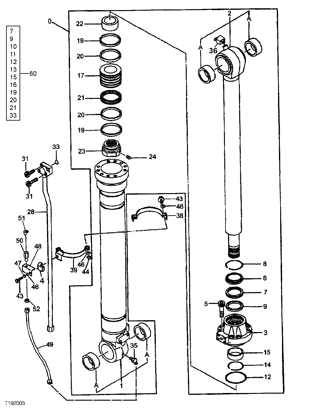 Схема запчастей John Deere 200LC, 330LC, 370 - 164 - HEEL CYLINDER 3360 HYDRAULIC SYSTEM