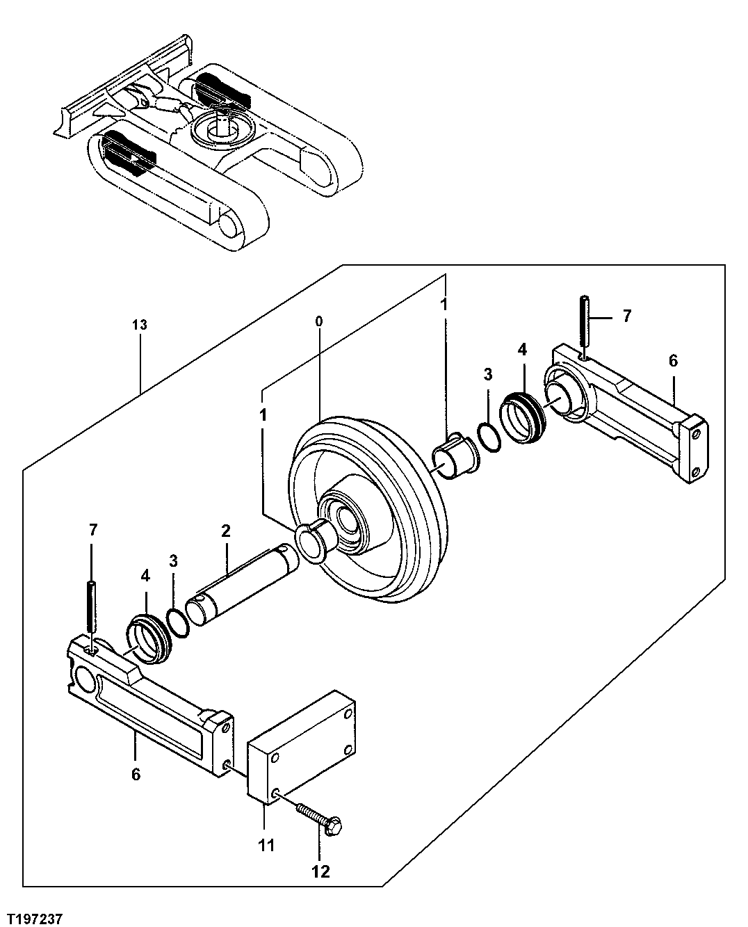 Схема запчастей John Deere 0ZTS - 2 - Front Idler 0130 Track Systems