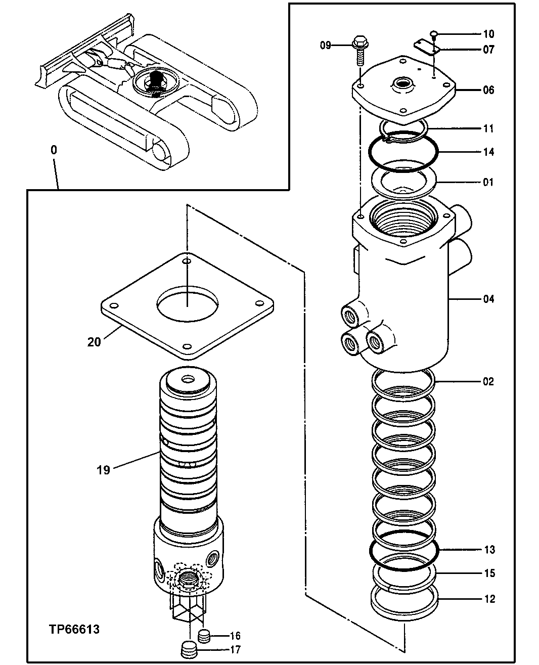 Схема запчастей John Deere 0ZTS - 15 - CENTER JOINT 0260 HYDRAULIC SYSTEM